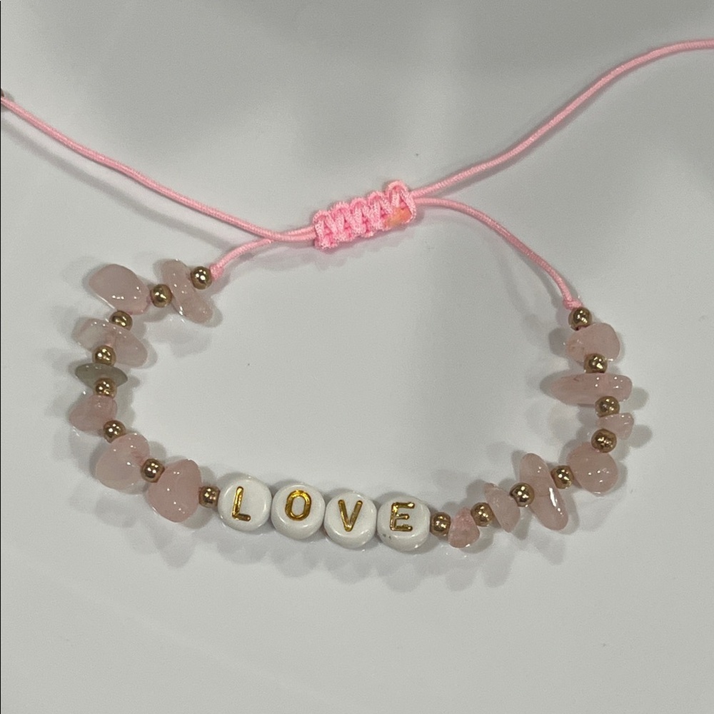 Pink Rose Quartz LOVE Bracelet